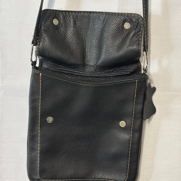Concepts Canada Medium Black Pebble Leather Flap Cover Cross-Body / Shoulder Bag - Picture 6 of 16